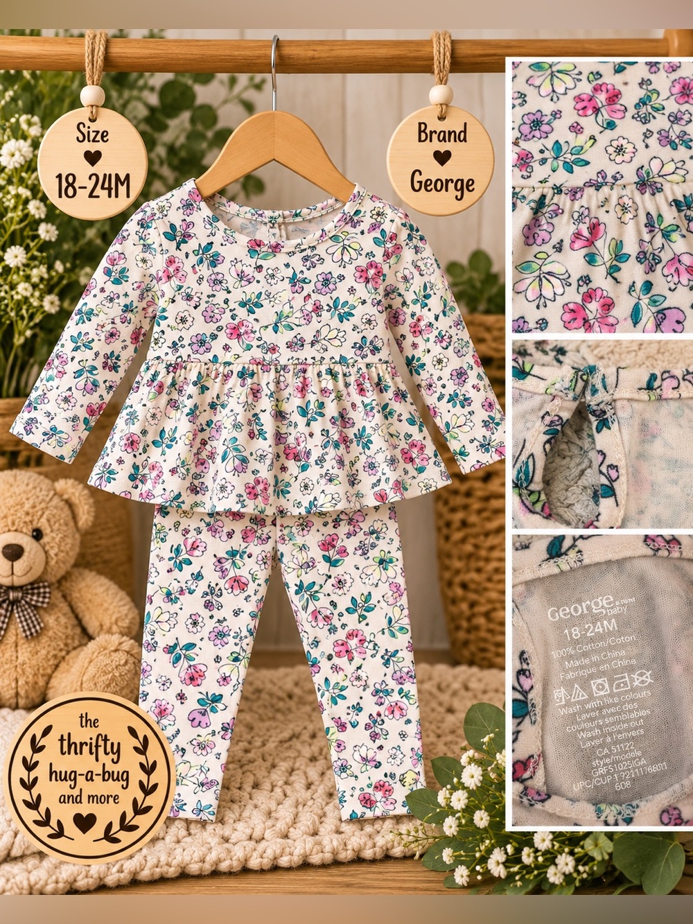 George Baby Girl Floral Peplum Top & Leggings Set 18–24M